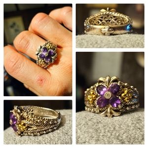 Barbara Bixby Amethyst Ring Sterling Silver & 18k gold